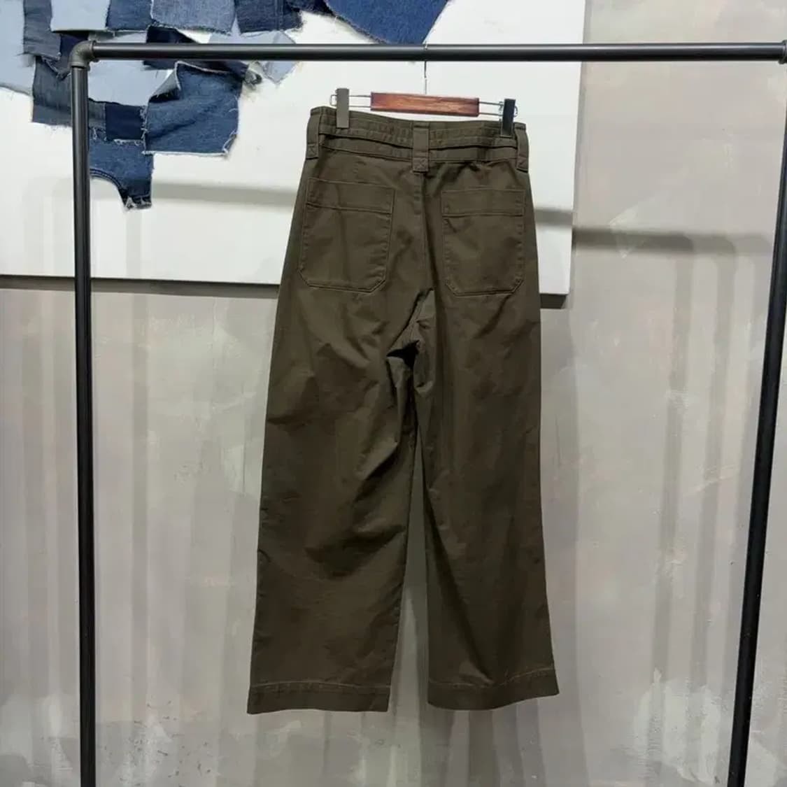 (28인치) 유니클로U 여성 캐주얼 투턱 벨티드 면바지 코튼팬츠 상품이미지3