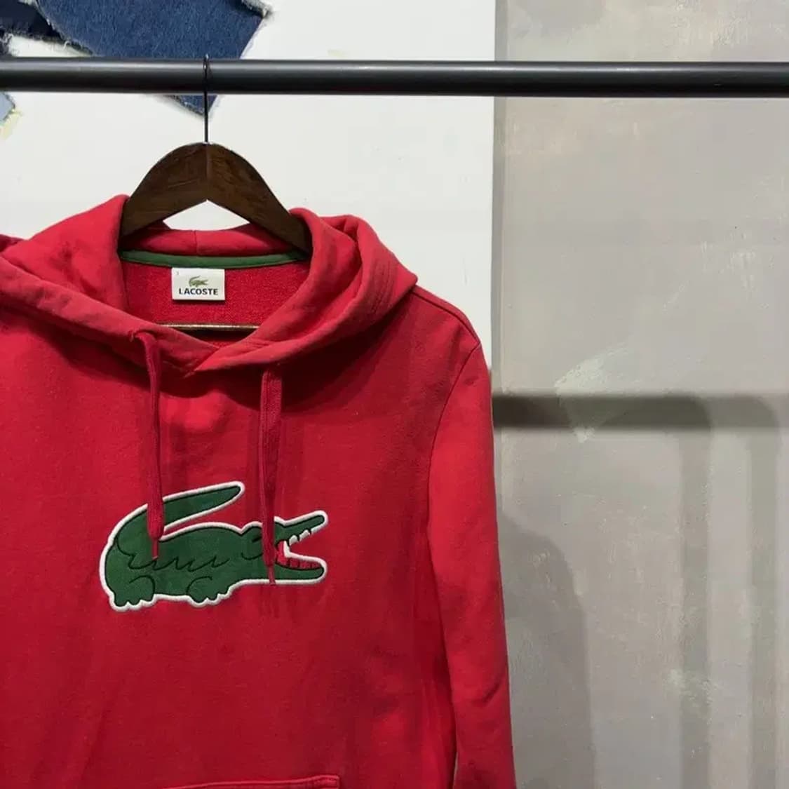 (100) 라코스테 캐주얼 크로커다일 자수 후드티 상품이미지3