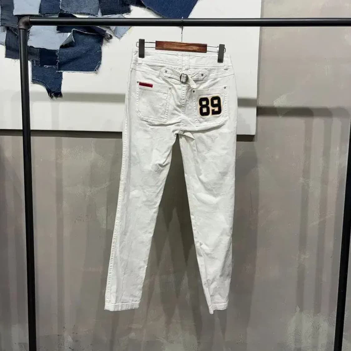 (25인치) 파리게이츠 여성 골프 자수 신치백 화이트진 청바지 상품이미지4