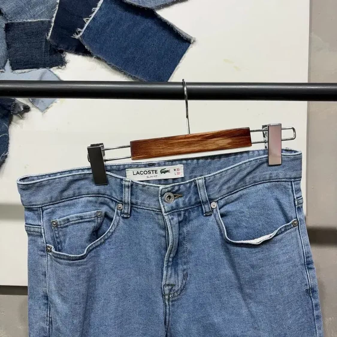 (32인치) 라코스테 캐주얼 스판 슬림핏 연청바지 데님팬츠 상품이미지2