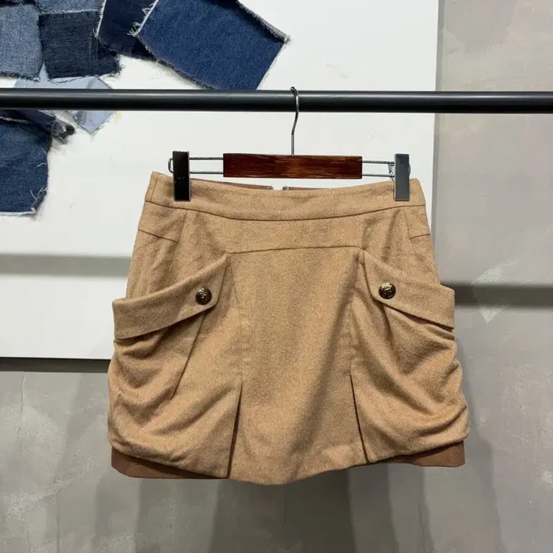 (25인치) SJSJ 한섬 여성 캐주얼 앙고라 캐시미어 미니스커트 치마 상품이미지1