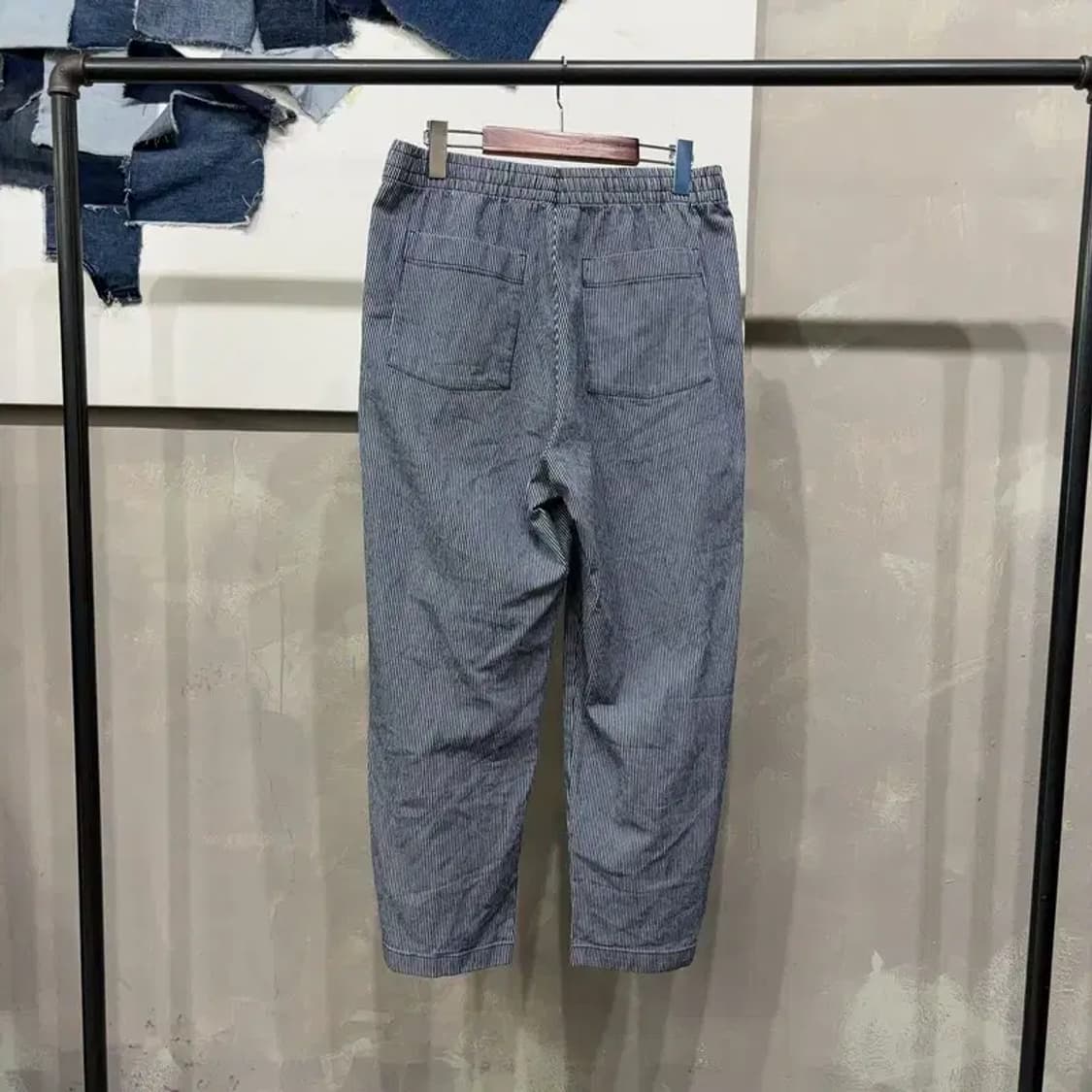 (30~32인치) 유니클로 캐주얼 스트라이프 밴딩 9부바지 팬츠 상품이미지3