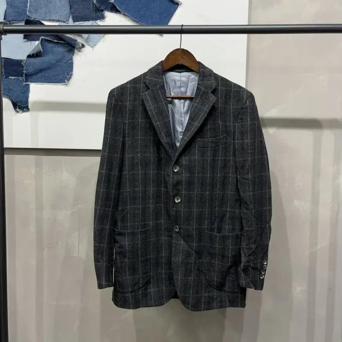(100) 일꼬르소 캐주얼 클래식 체크 모직 블레이저 자켓 상품이미지1
