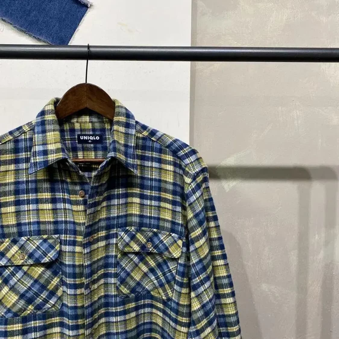 (100) 유니클로 스트릿 투포켓 체크 셔츠 남방 상품이미지3