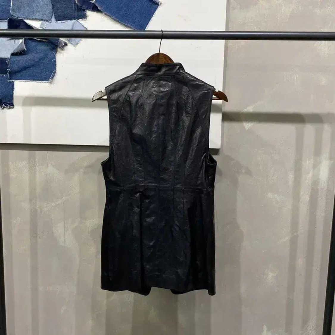 (85) DING ANSICH 여성 양가죽 헨리넥 조끼 래더 베스트 코트 상품이미지4