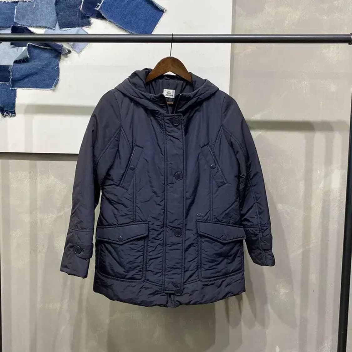 (95) 라코스테 캐주얼 스트릿 네이비 후드 패딩 자켓 상품이미지1