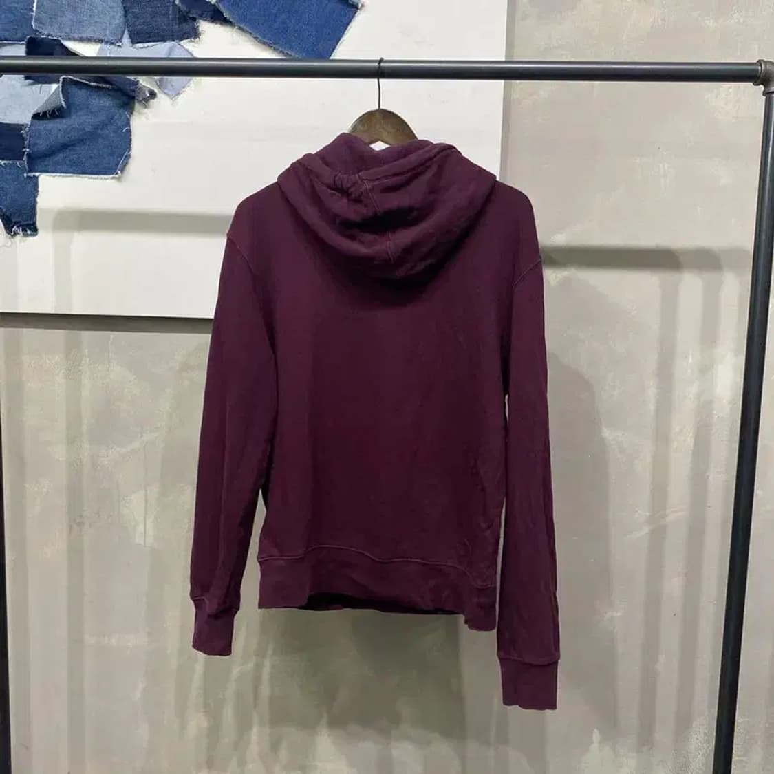 (100) GAP 갭 스트릿 자수 버건디 후드티 상품이미지4