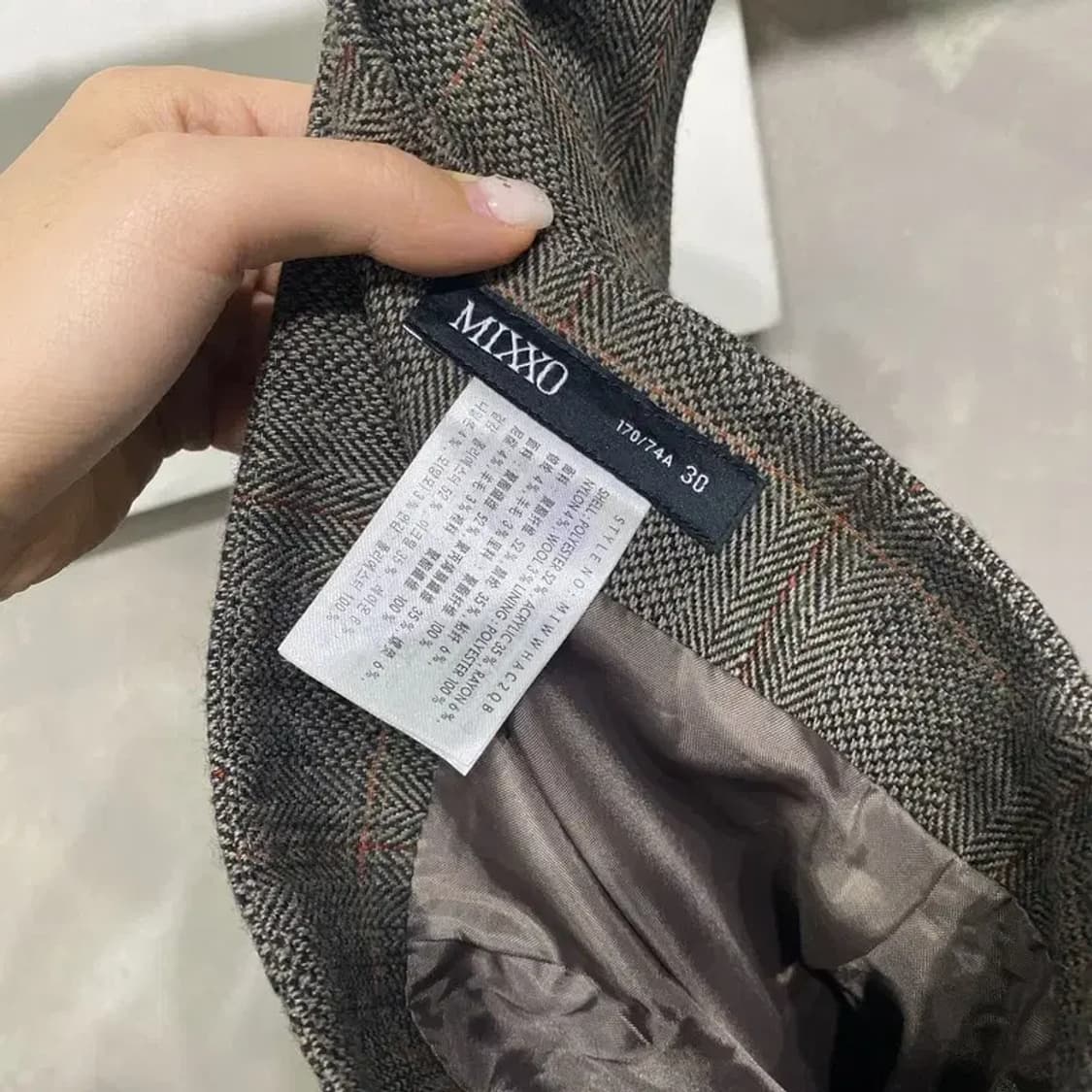 (26인치) 미쏘 여성 캐주얼 모직 체크 롱스커트 치마 상품이미지5