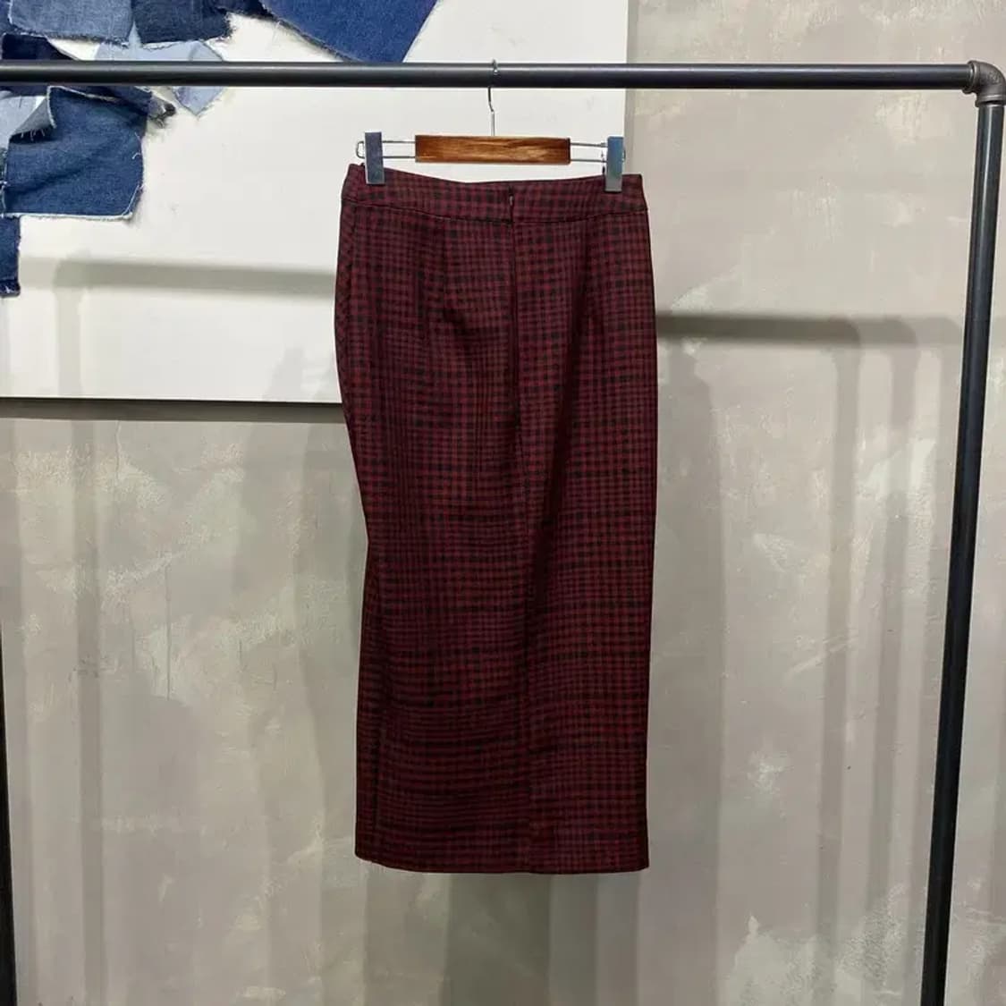 (25인치) 자라 ZARA 여성 체크 셔링 롱 스커트 상품이미지3
