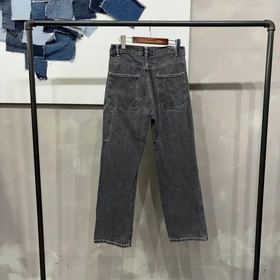 (30인치) 에잇세컨즈 여성 캐주얼 카펜터 데님팬츠 흑청바지 상품이미지3