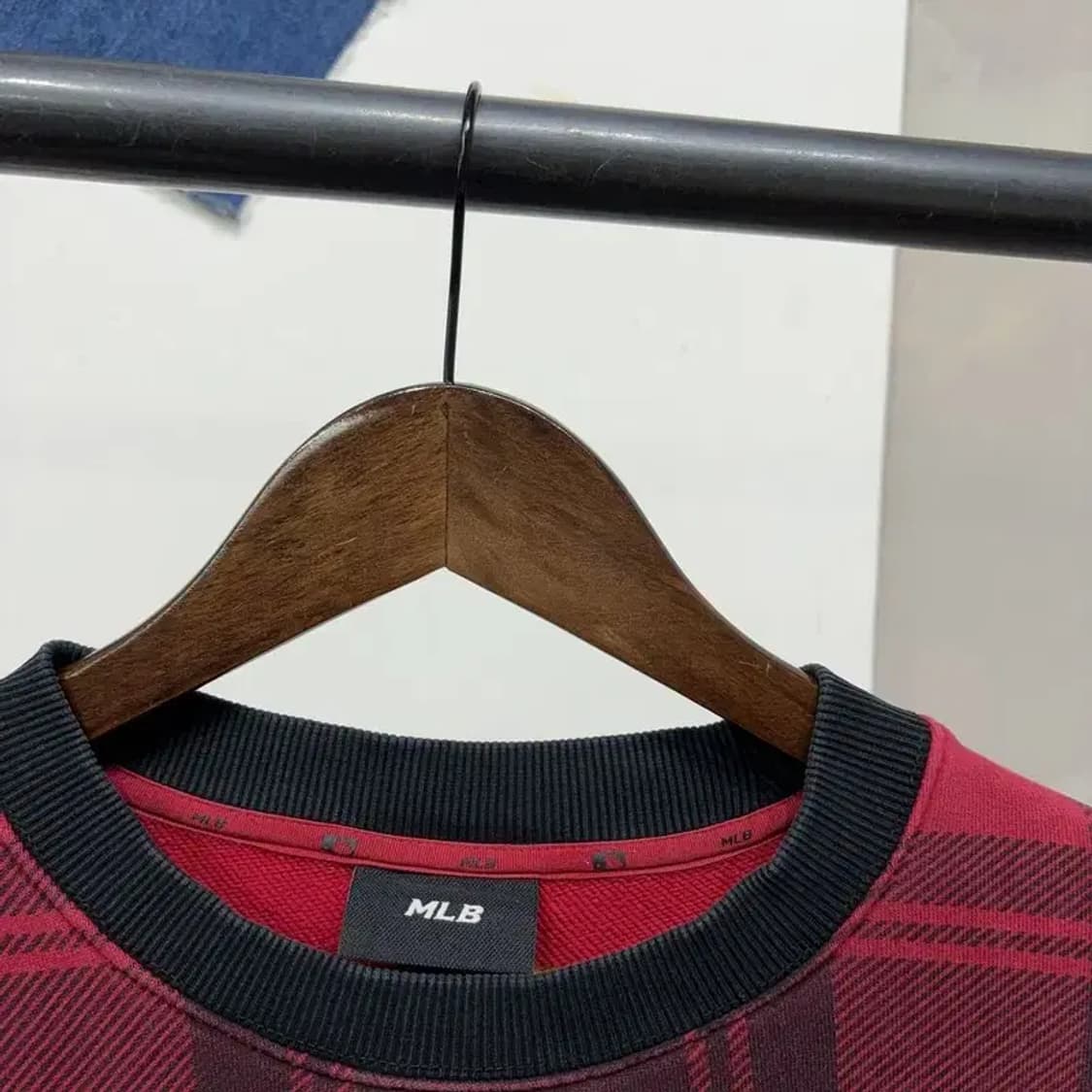 (100) MLB 보스턴레드삭스 체크 맨투맨 긴팔티 상품이미지2