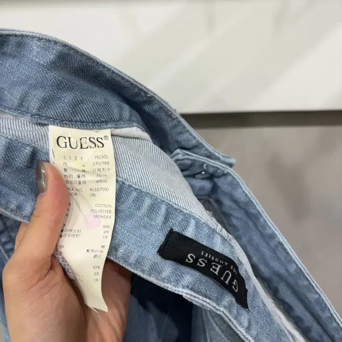 (30인치) 게스 캐주얼 스판 연청바지 데님팬츠 상품이미지5