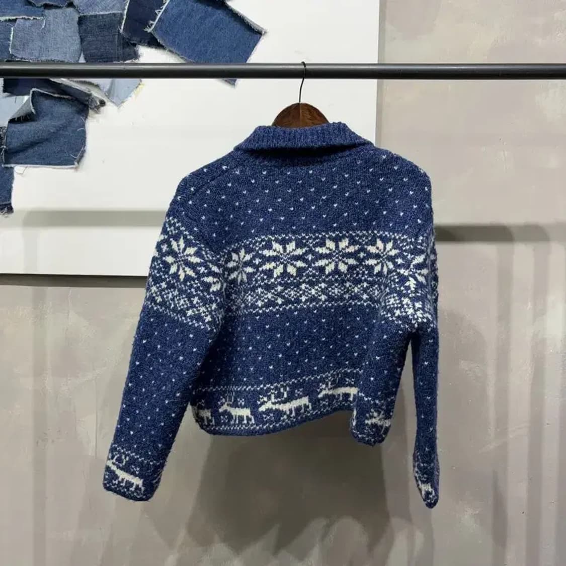 (95) VINTAGE 여성 크롭 코위찬 니트집업 상품이미지4