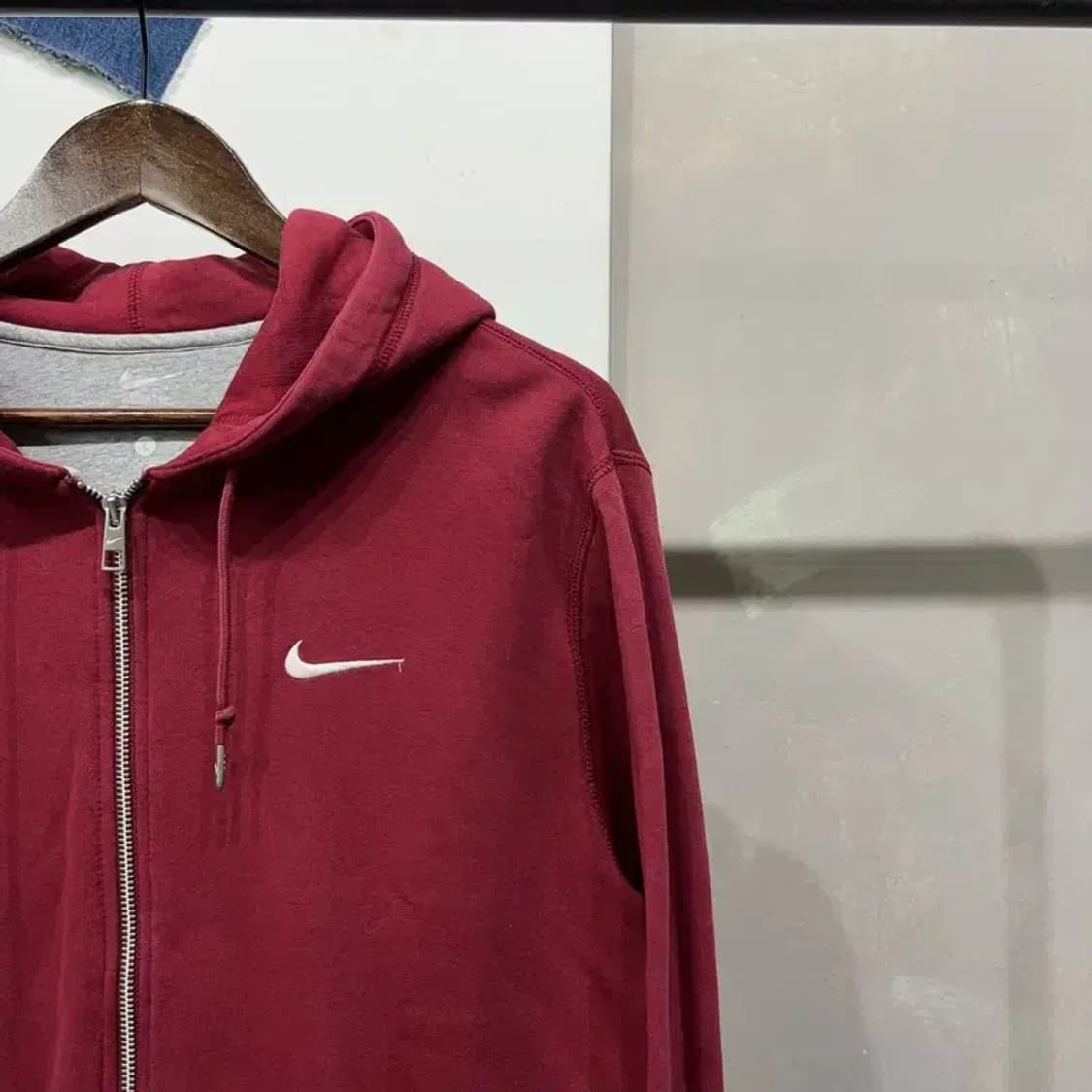 (100) 나이키 캐주얼 스트릿 버건디 기모 후드집업 자켓 상품이미지3