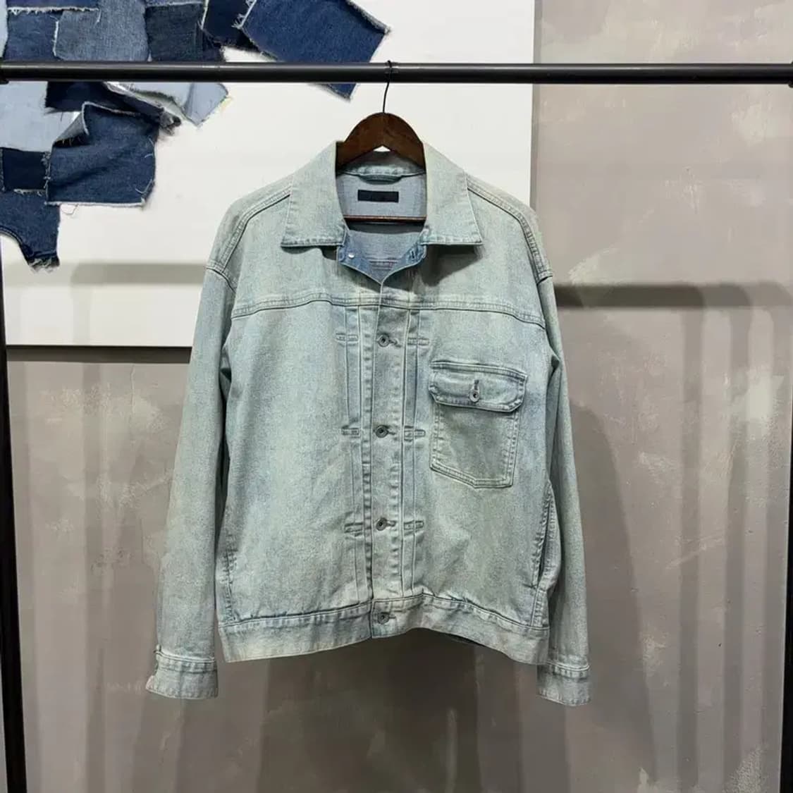 (105) 유니클로 캐주얼 포켓 턱 데님 트러커 청자켓 상품이미지1