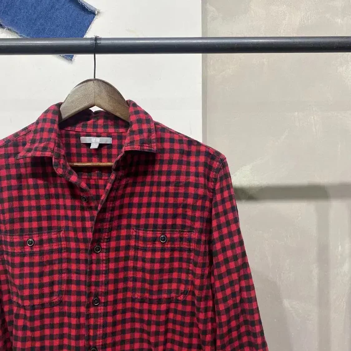 (100) 유니클로 캐주얼 체크 셔츠 남방 상품이미지3