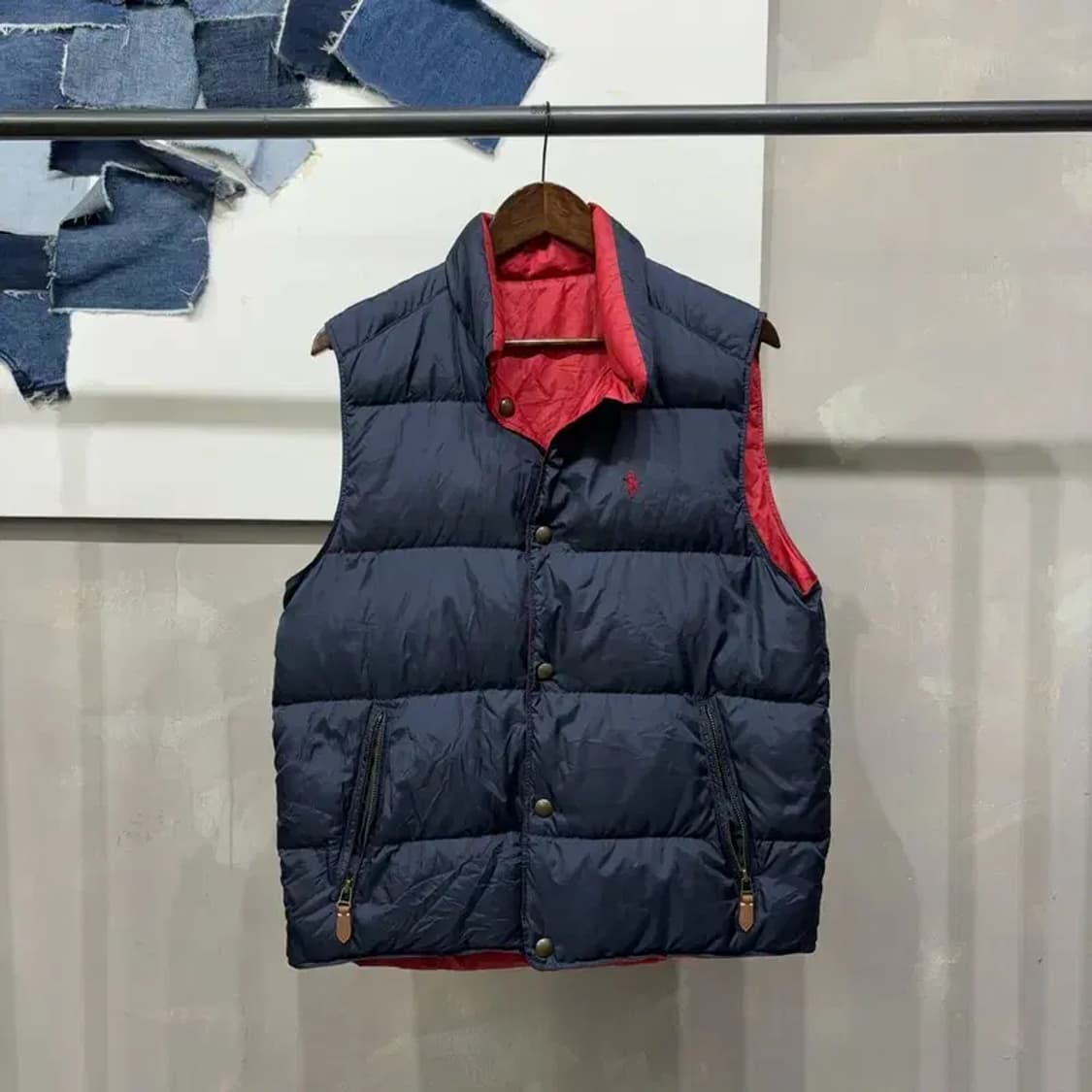 (100) 폴로 랄프로렌 리버시블 양면 로고 자수 패딩 조끼 상품이미지1