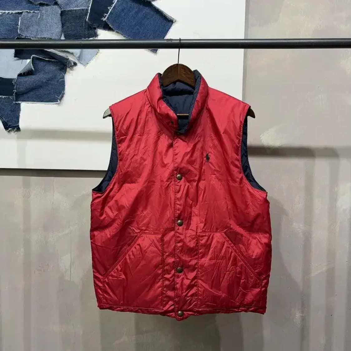 (100) 폴로 랄프로렌 리버시블 양면 로고 자수 패딩 조끼 상품이미지5