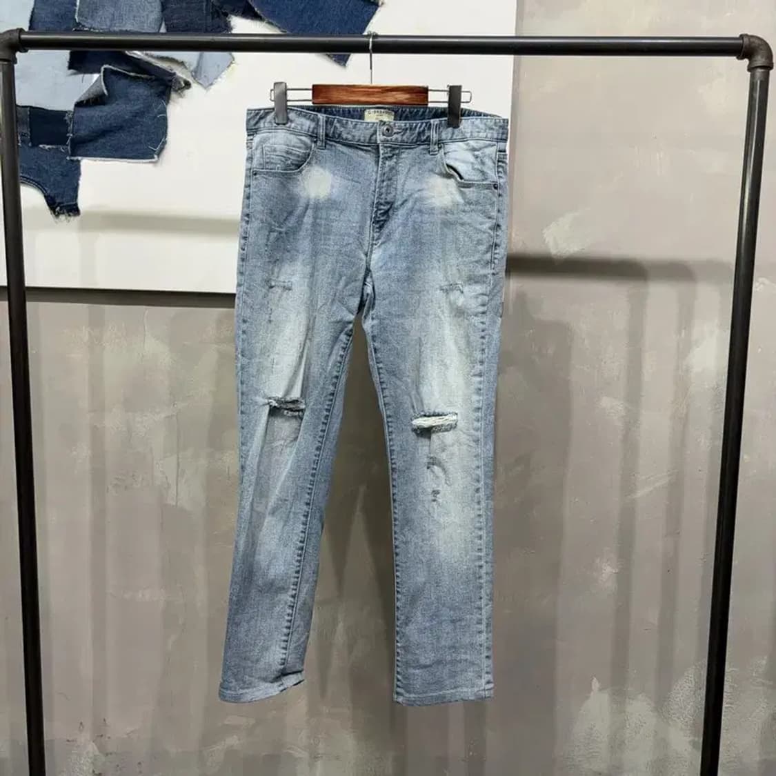 (32인치) 지오다노 스판 워싱 9부 청바지 데님팬츠 상품이미지1