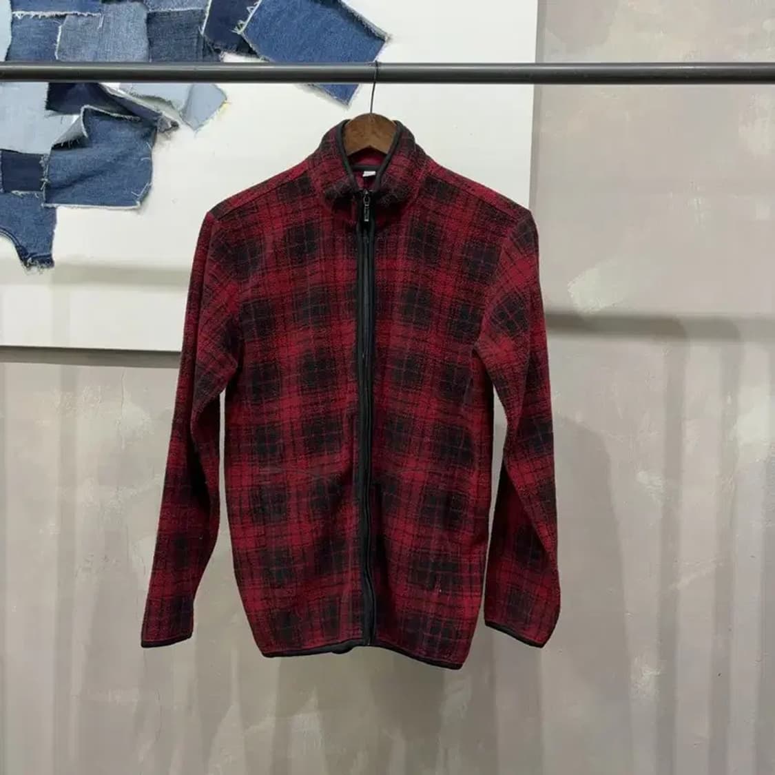 (95) 유니클로 캐주얼 체크 후리스 플리츠 집업 상품이미지1