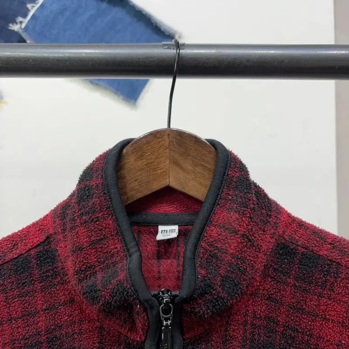 (95) 유니클로 캐주얼 체크 후리스 플리츠 집업 상품이미지2