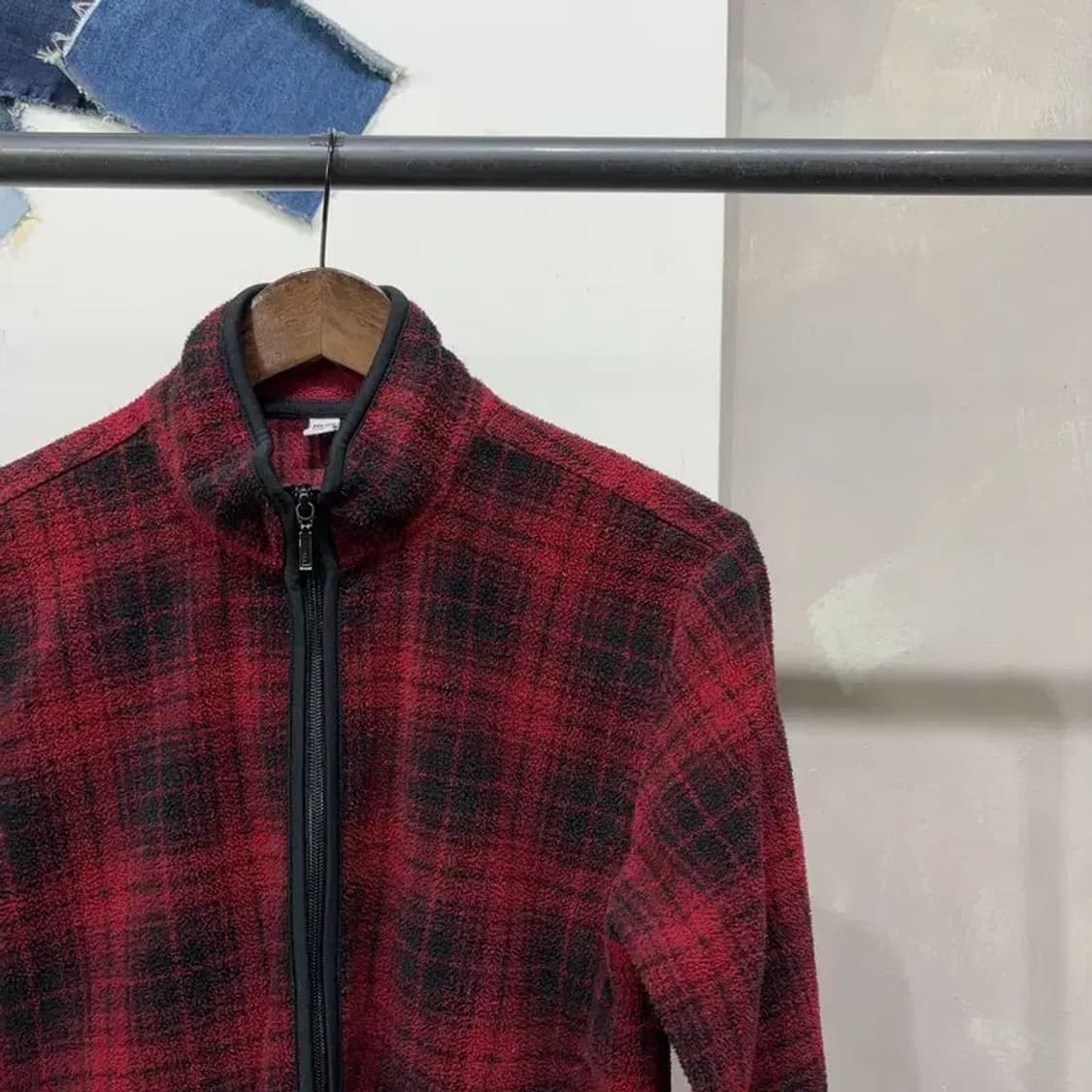 (95) 유니클로 캐주얼 체크 후리스 플리츠 집업 상품이미지4