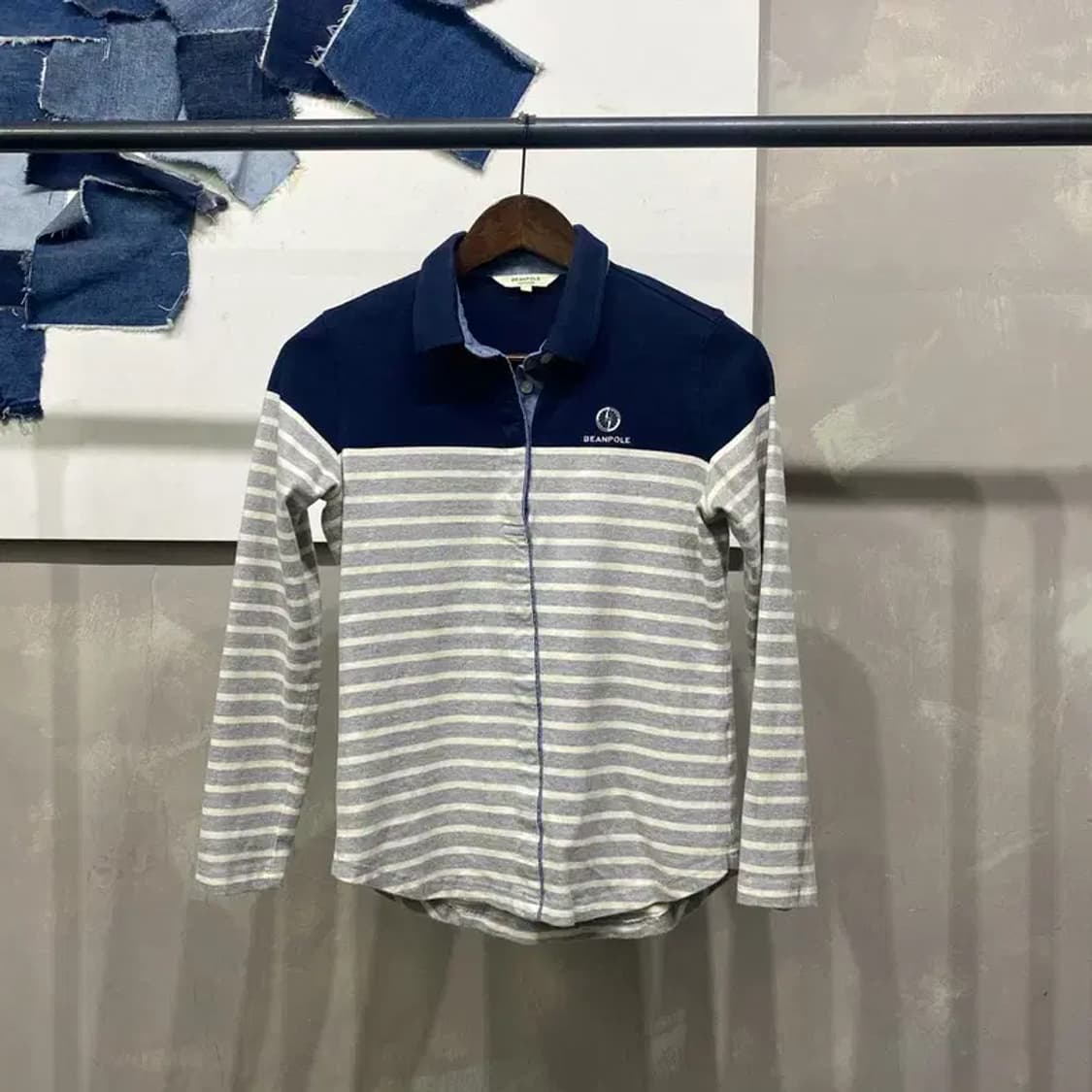 (90) 빈폴 여성 아웃도어 배색 스트라이프 긴팔 카라티 상품이미지1