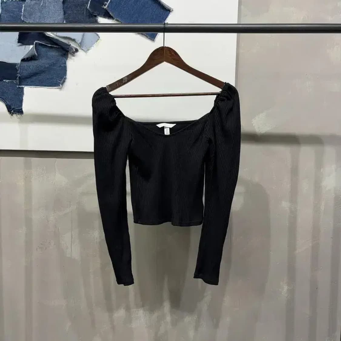 (85) H.M 흐앤므 여성 골지 퍼프 긴팔 티 상품이미지1