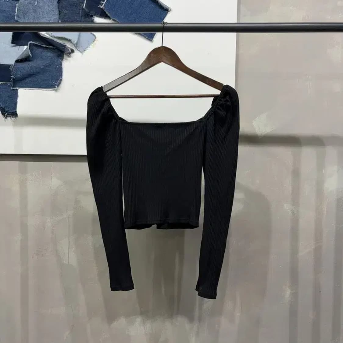 (85) H.M 흐앤므 여성 골지 퍼프 긴팔 티 상품이미지4