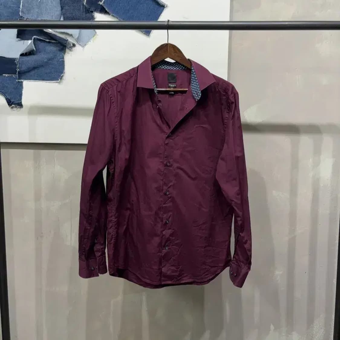 (100) H.M 흐앤므 캐주얼 버건디 셔츠 남방 상품이미지1