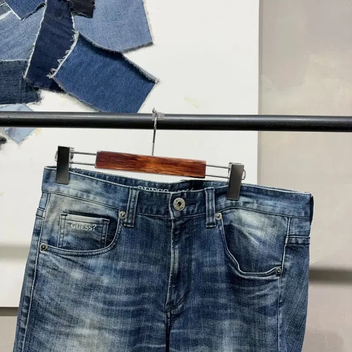 (32인치) 게스 워싱 스판 디스트로이드진 진청바지 데님팬츠 상품이미지2