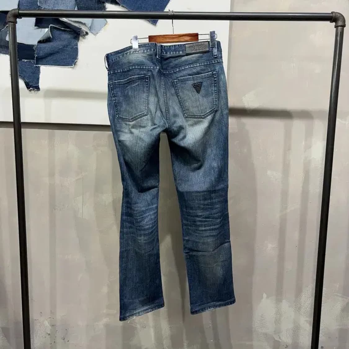 (32인치) 게스 워싱 스판 디스트로이드진 진청바지 데님팬츠 상품이미지3