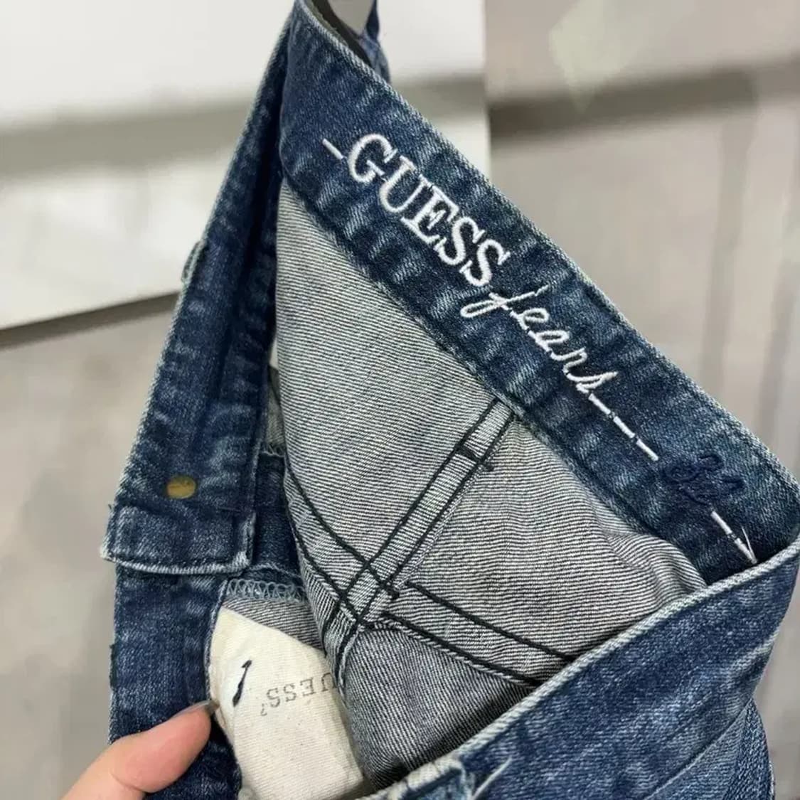 (32인치) 게스 워싱 스판 디스트로이드진 진청바지 데님팬츠 상품이미지5