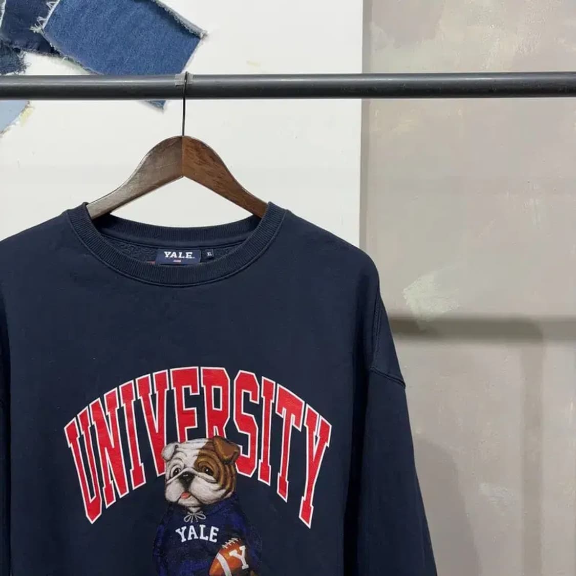 (105) 예일 스트릿 프린팅 네이비 기모 맨투맨 긴팔 티 상품이미지3