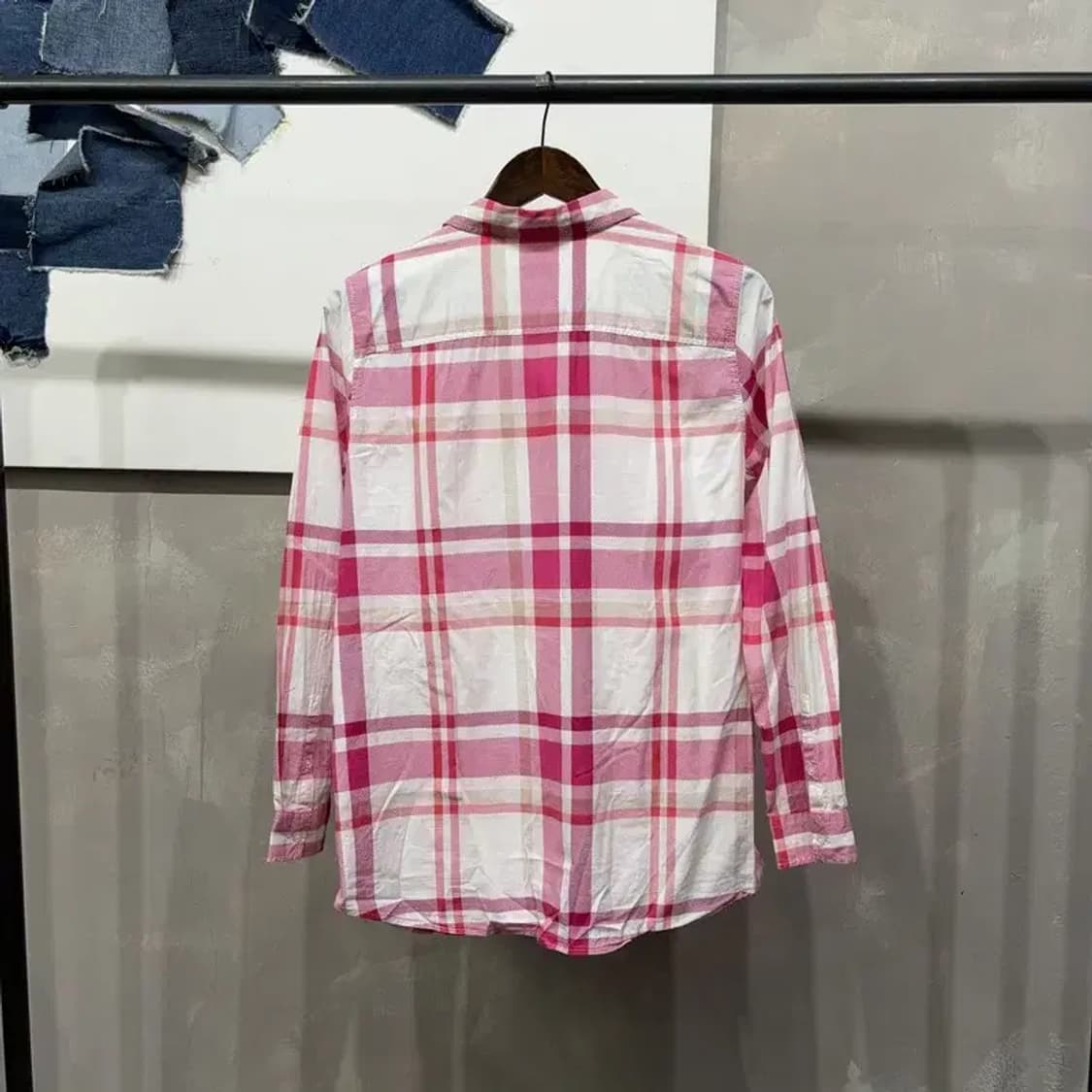 (100) 라코스테 여성 캐주얼 핑크 체크셔츠 남방 상품이미지4