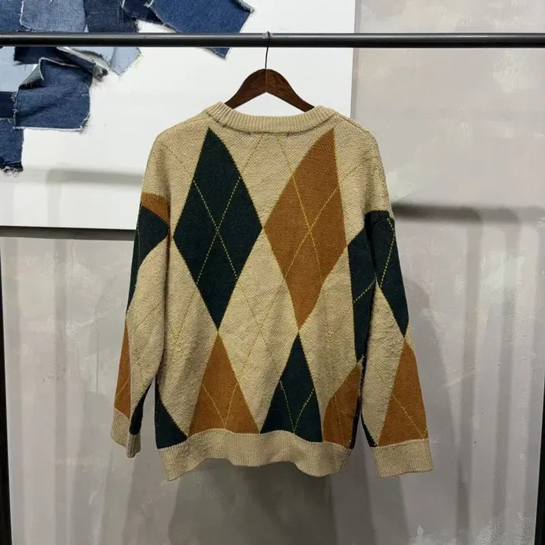 (빅사이즈) 에잇세컨즈 오버사이즈 아가일 가디건 상품이미지4