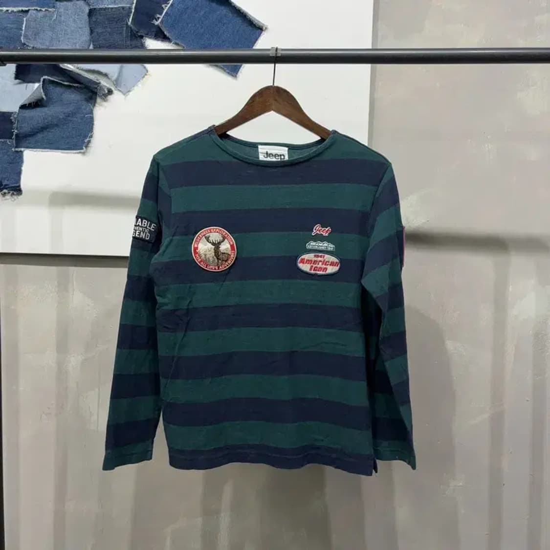 (90) 지프 캐주얼 스트릿 럭비 스트라이프 긴팔티 상품이미지1