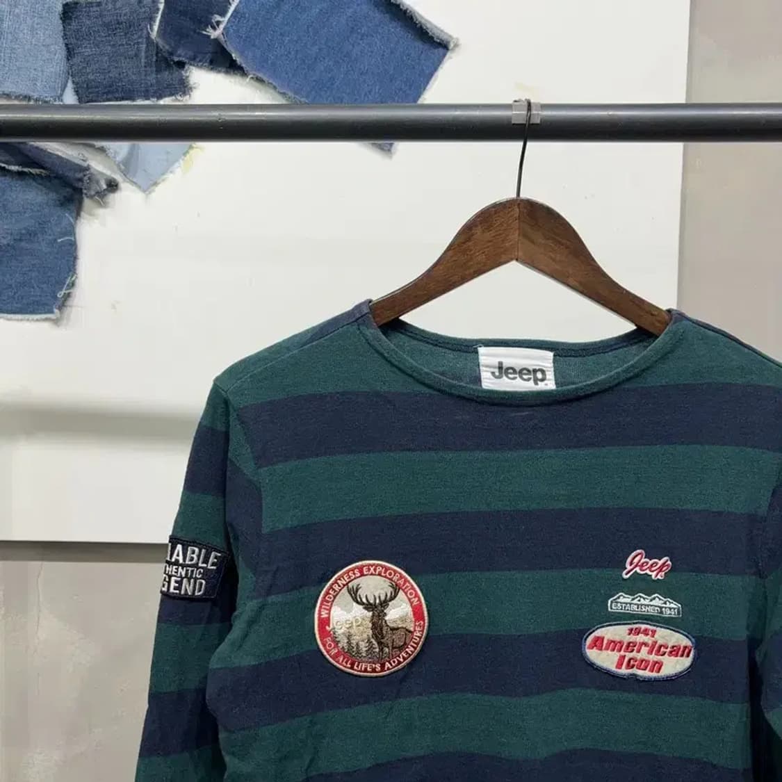 (90) 지프 캐주얼 스트릿 럭비 스트라이프 긴팔티 상품이미지3