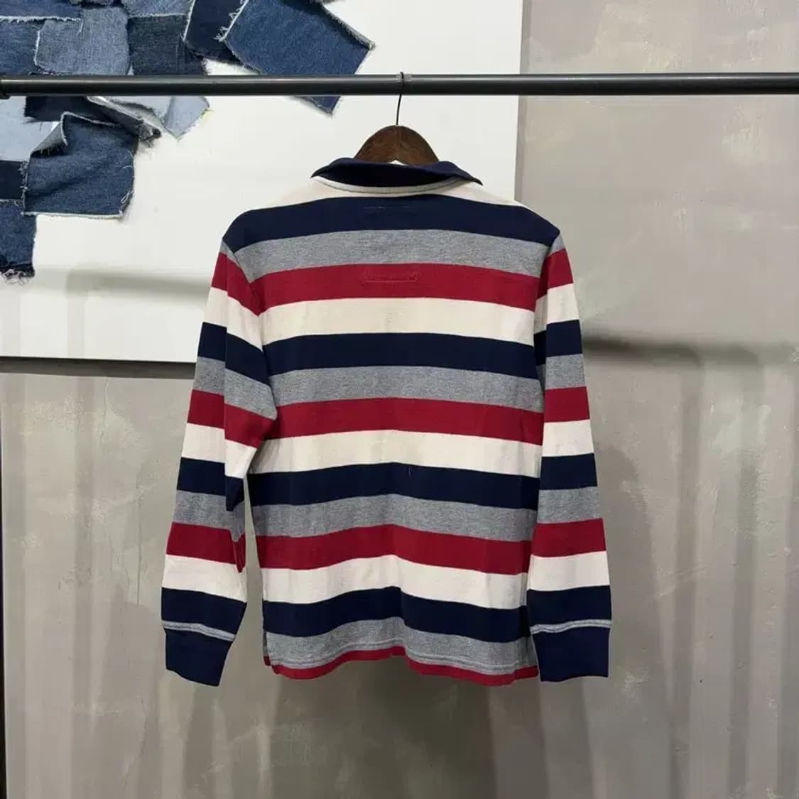 (100) 헤지스 캐주얼 클래식 반집업 스트라이프 니트 상품이미지4