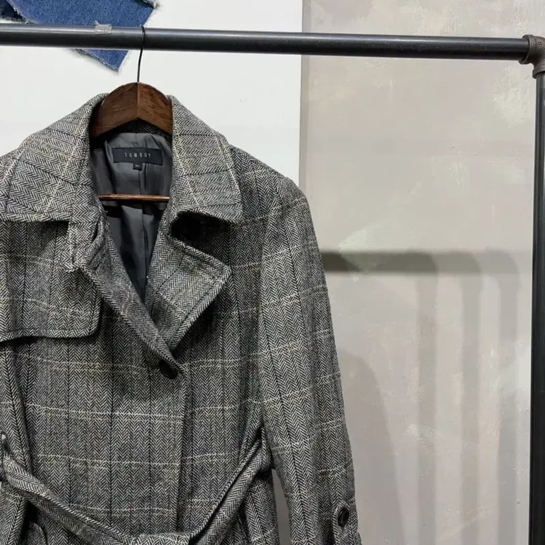 (90) 톰보이 여성 캐주얼 체크 울 트렌치 코트 상품이미지3