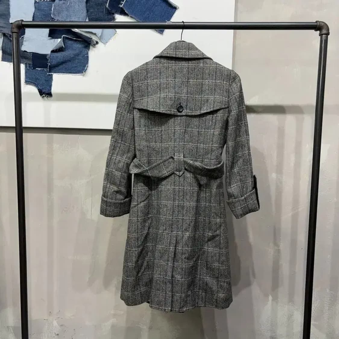 (90) 톰보이 여성 캐주얼 체크 울 트렌치 코트 상품이미지4