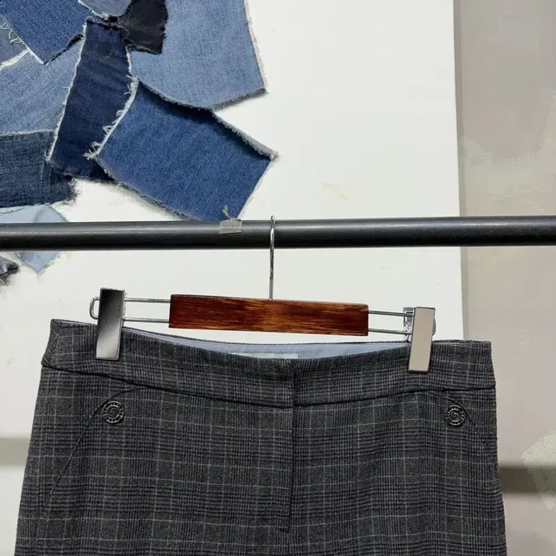 (28인치) 베스띠벨리 여성 모직 체크 슬랙스 팬츠 상품이미지2