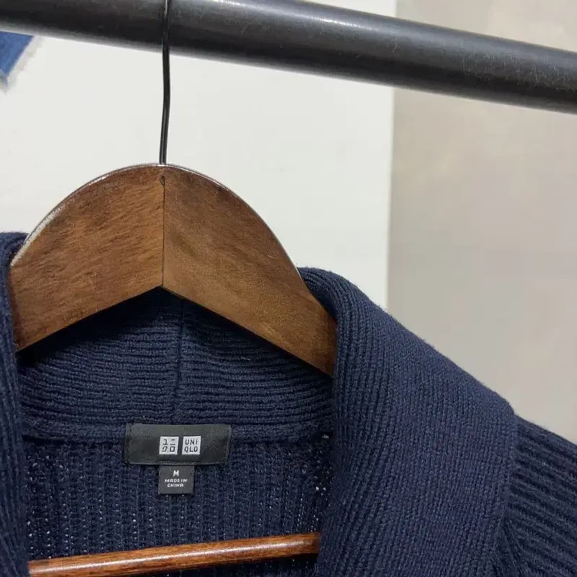 (95) 유니클로 캐주얼 클래식 네이비 숄카라 가디건 상품이미지2