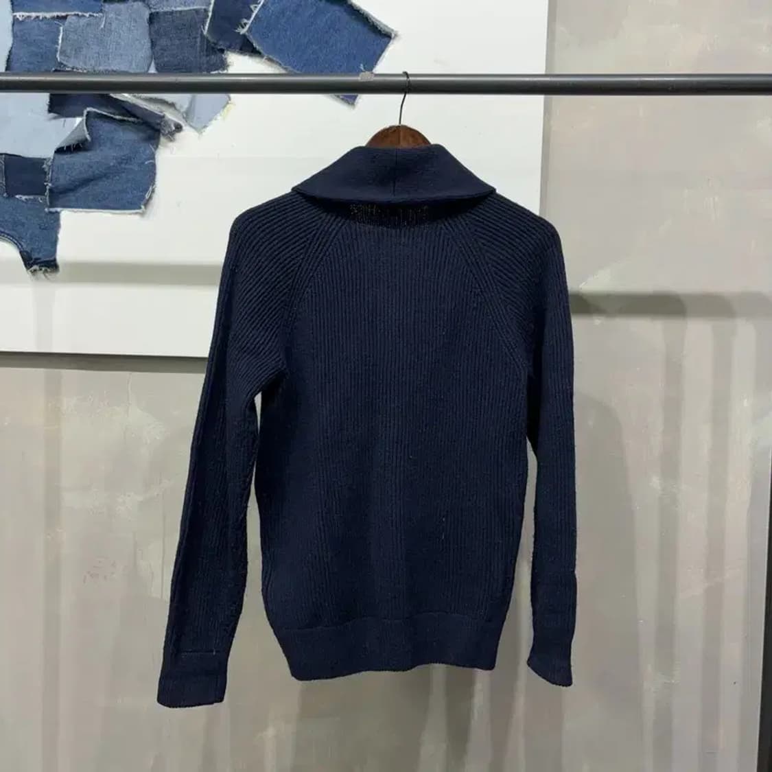 (95) 유니클로 캐주얼 클래식 네이비 숄카라 가디건 상품이미지4