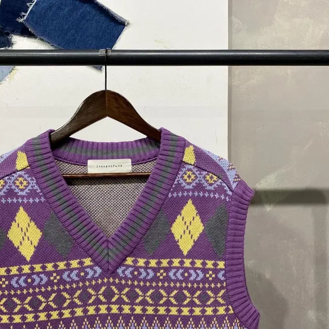 (100) 인스턴트펑크 자카드 에스닉 니트 조끼 상품이미지3