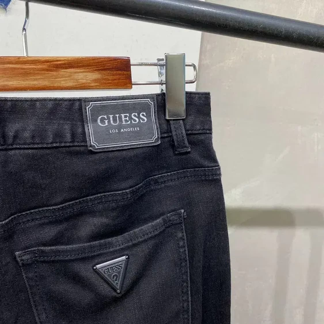 (32인치) 게스 빈티지 캐주얼 9부 스판 흑청바지 블랙진 상품이미지4