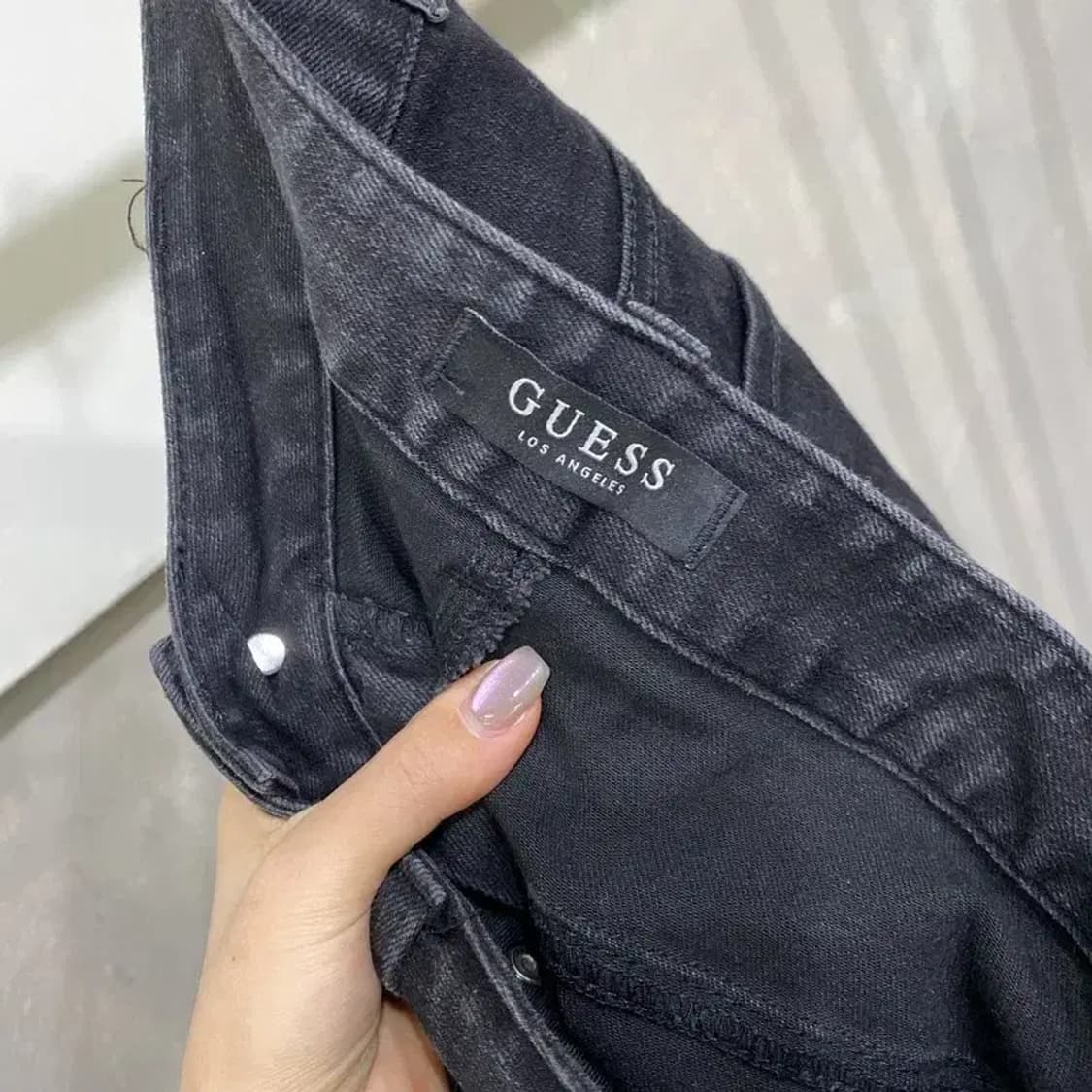 (32인치) 게스 빈티지 캐주얼 9부 스판 흑청바지 블랙진 상품이미지5