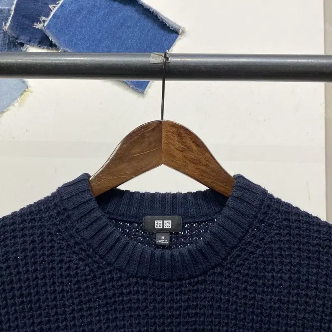 (95) 유니클로 여성 캐주얼 와플 네이비 니트 상품이미지2
