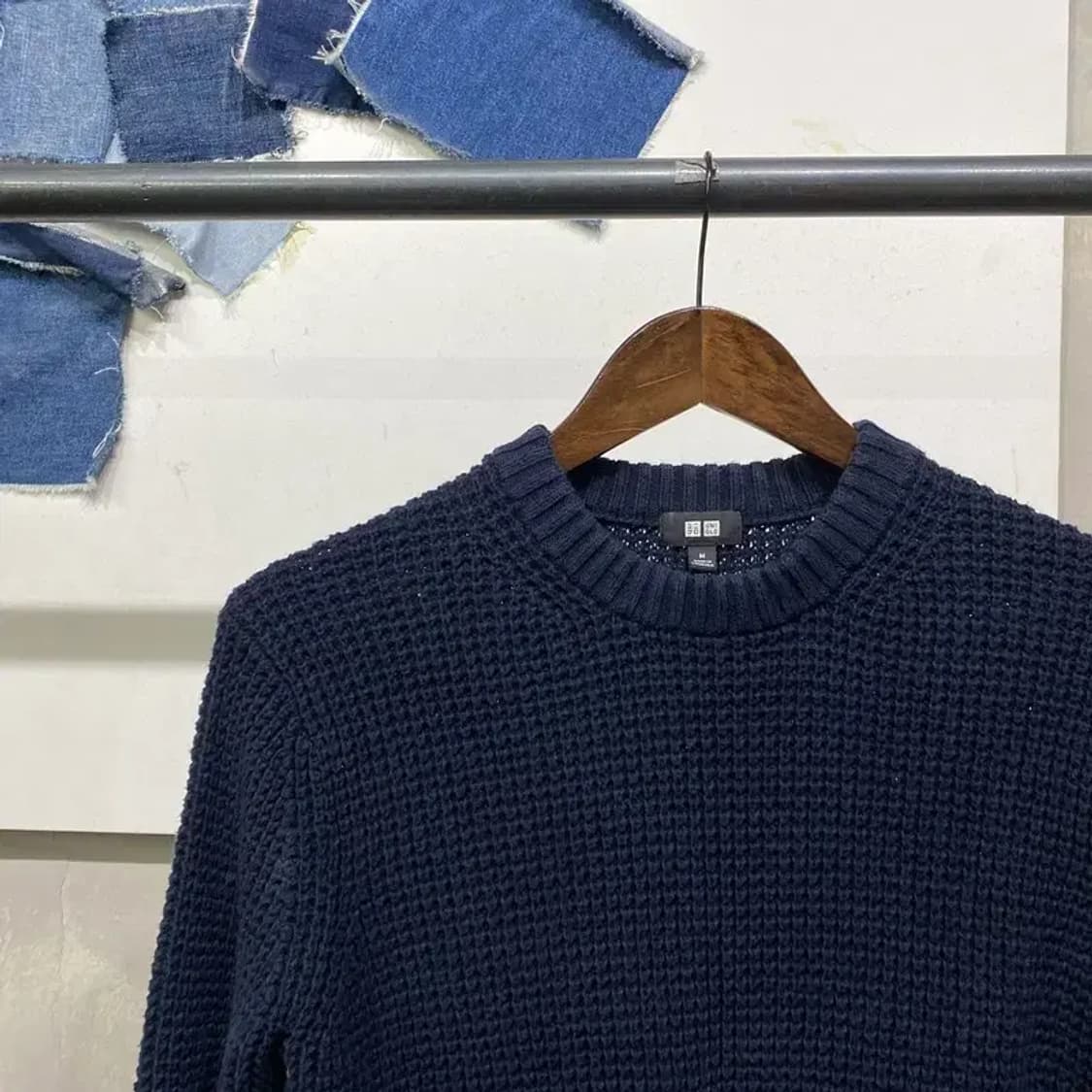 (95) 유니클로 여성 캐주얼 와플 네이비 니트 상품이미지3