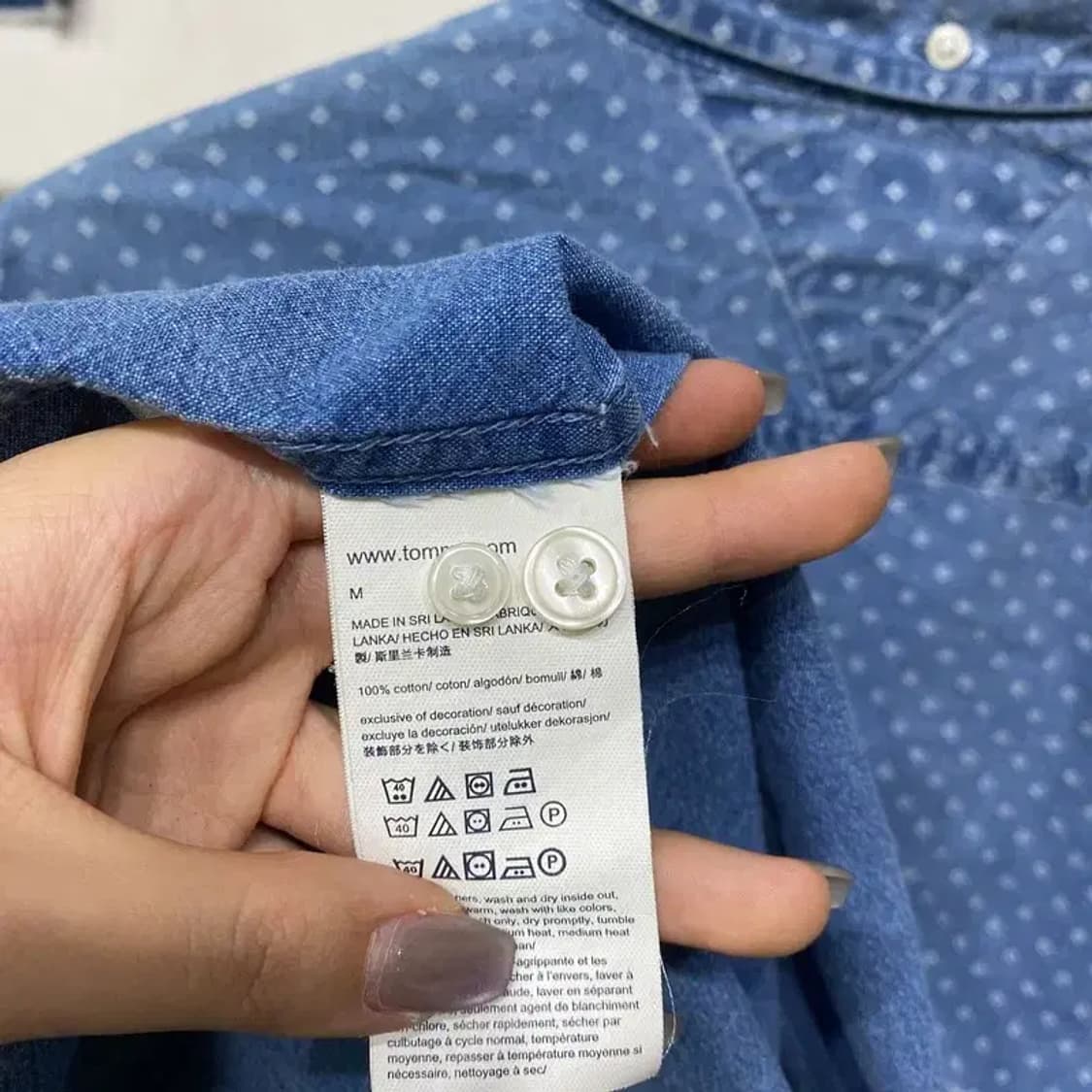 (100) 타미힐피거 캐주얼 슬림핏 패턴 데님 셔츠 청남방 상품이미지5
